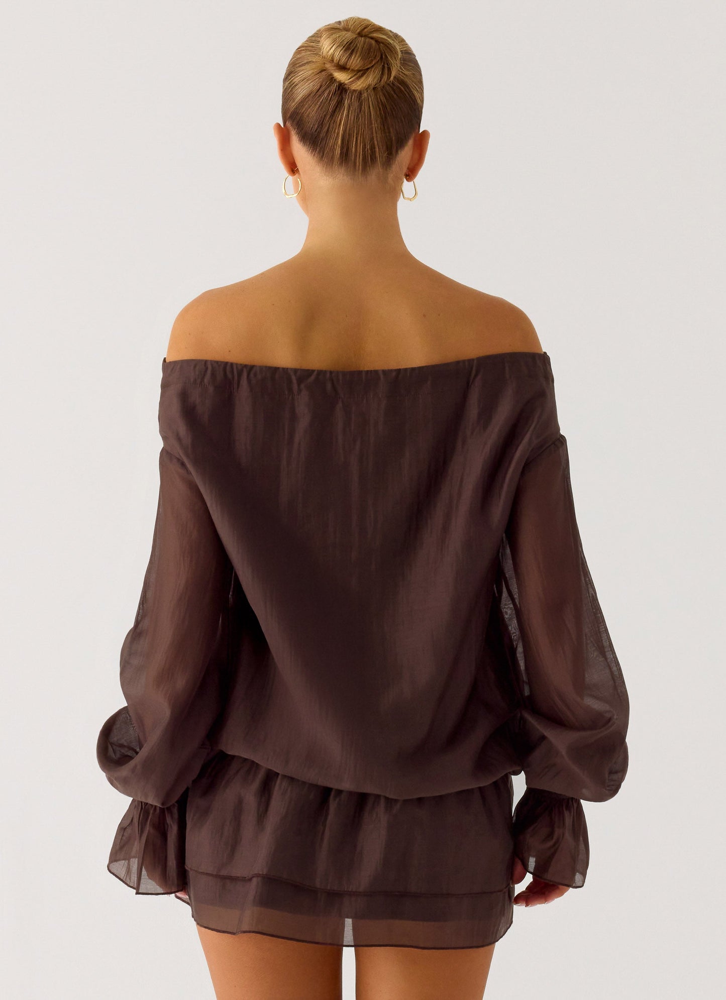 Elris Drop Waist Mini Dress - Cool Chocolate