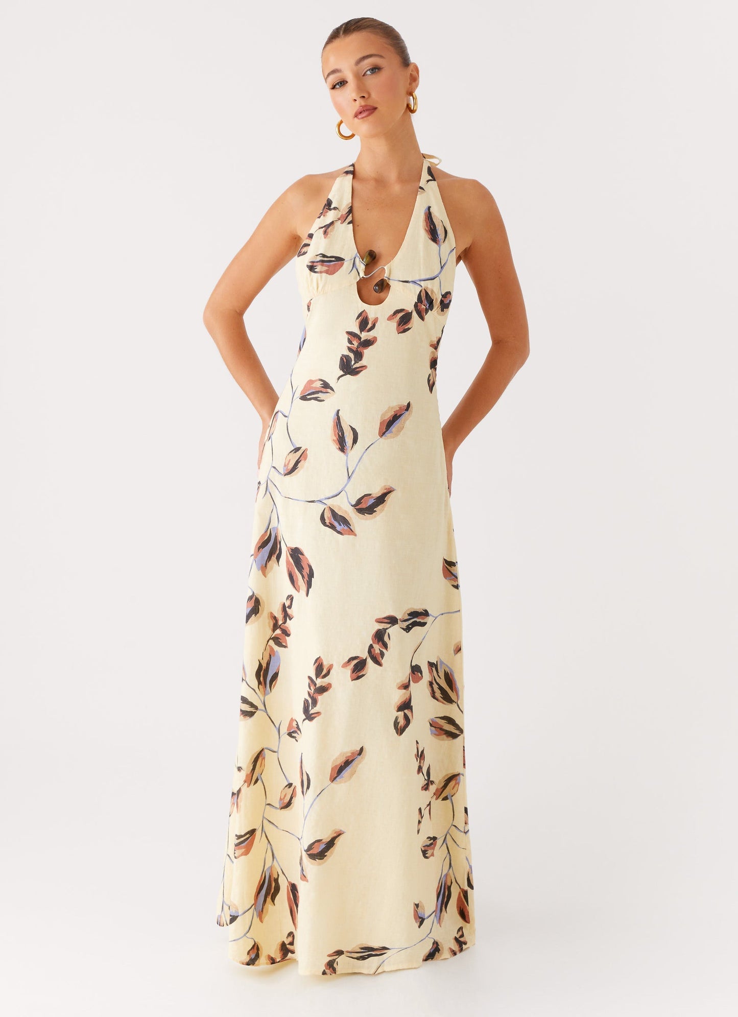 Elvina Halter Neck Maxi Dress - Buttercream Bliss
