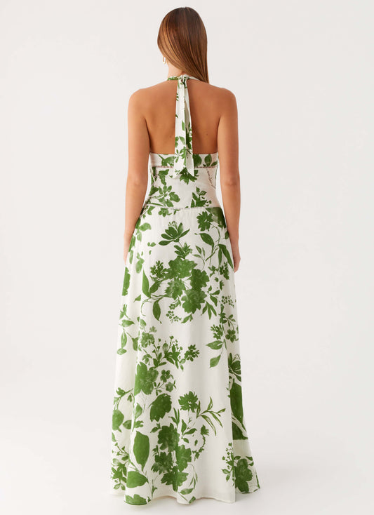 Ember Valley Cotton Maxi Dress - Verdant Bloom