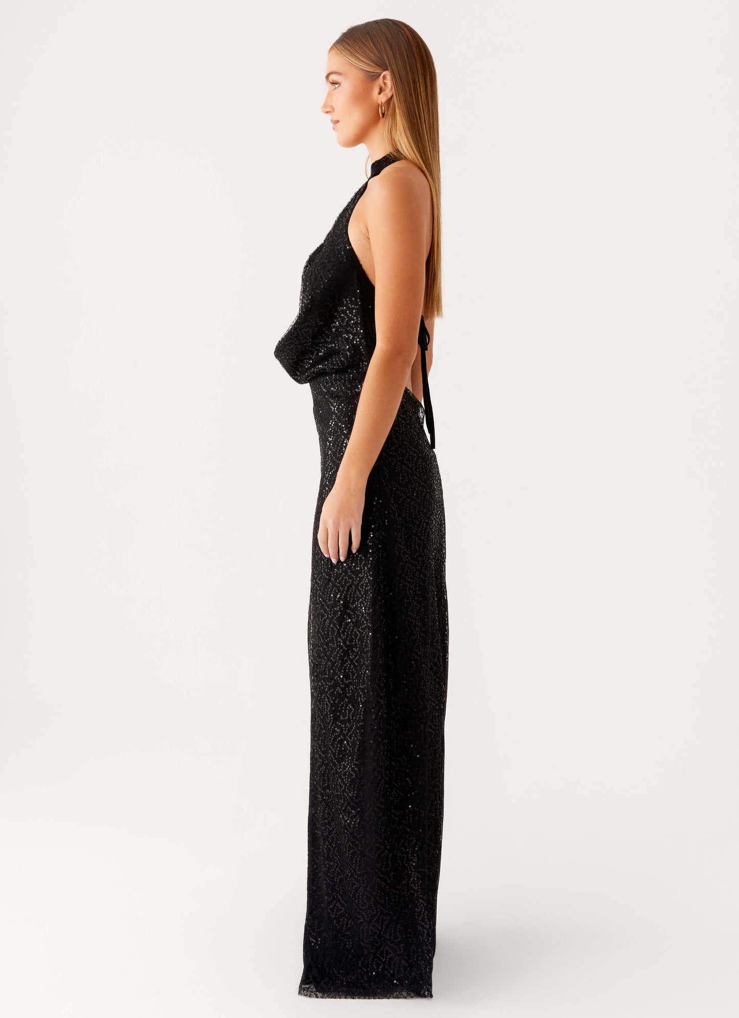 Empire Sequin Maxi Dress - Black