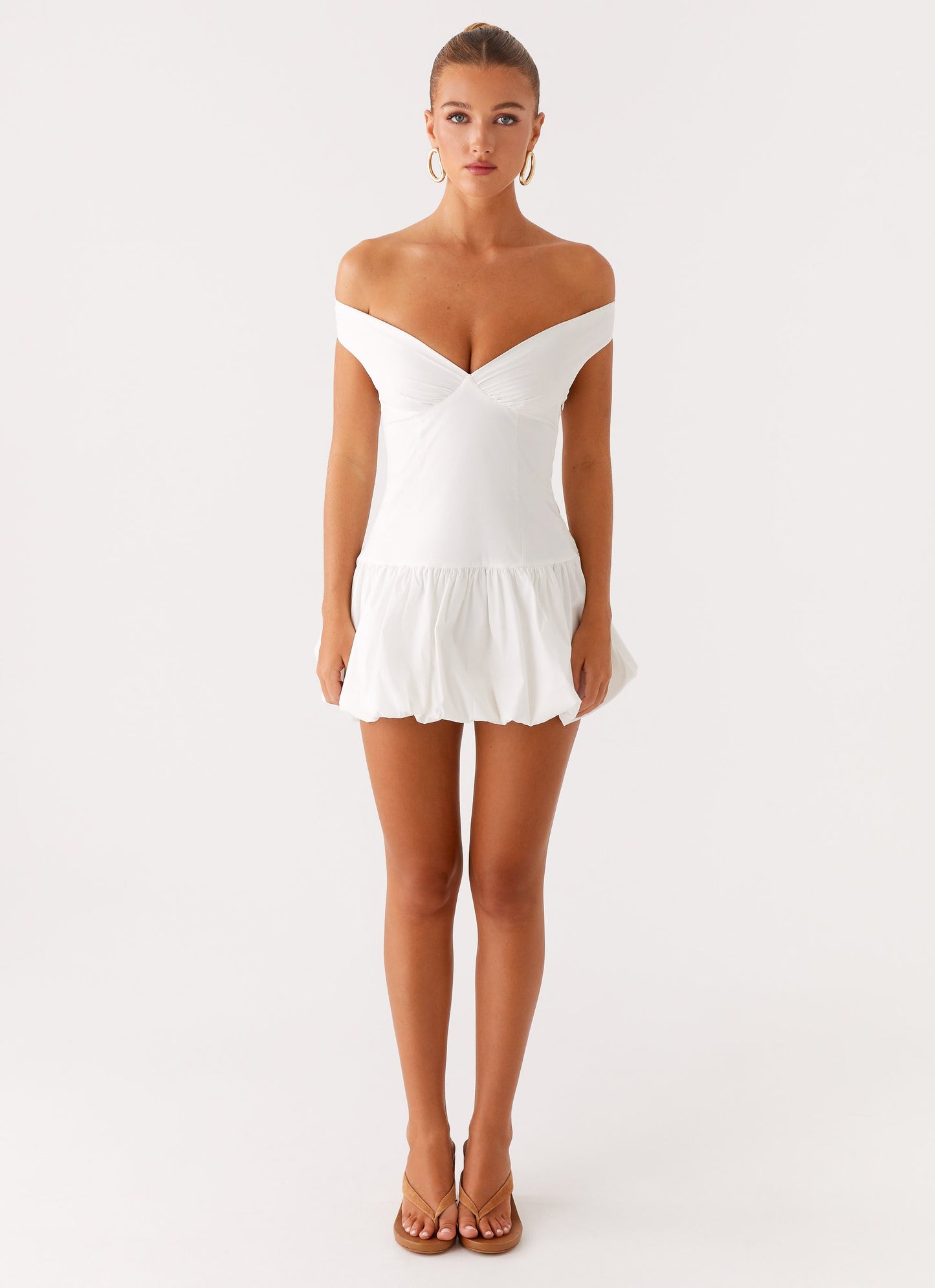 Endless Romance Off Shoulder Mini Dress - White