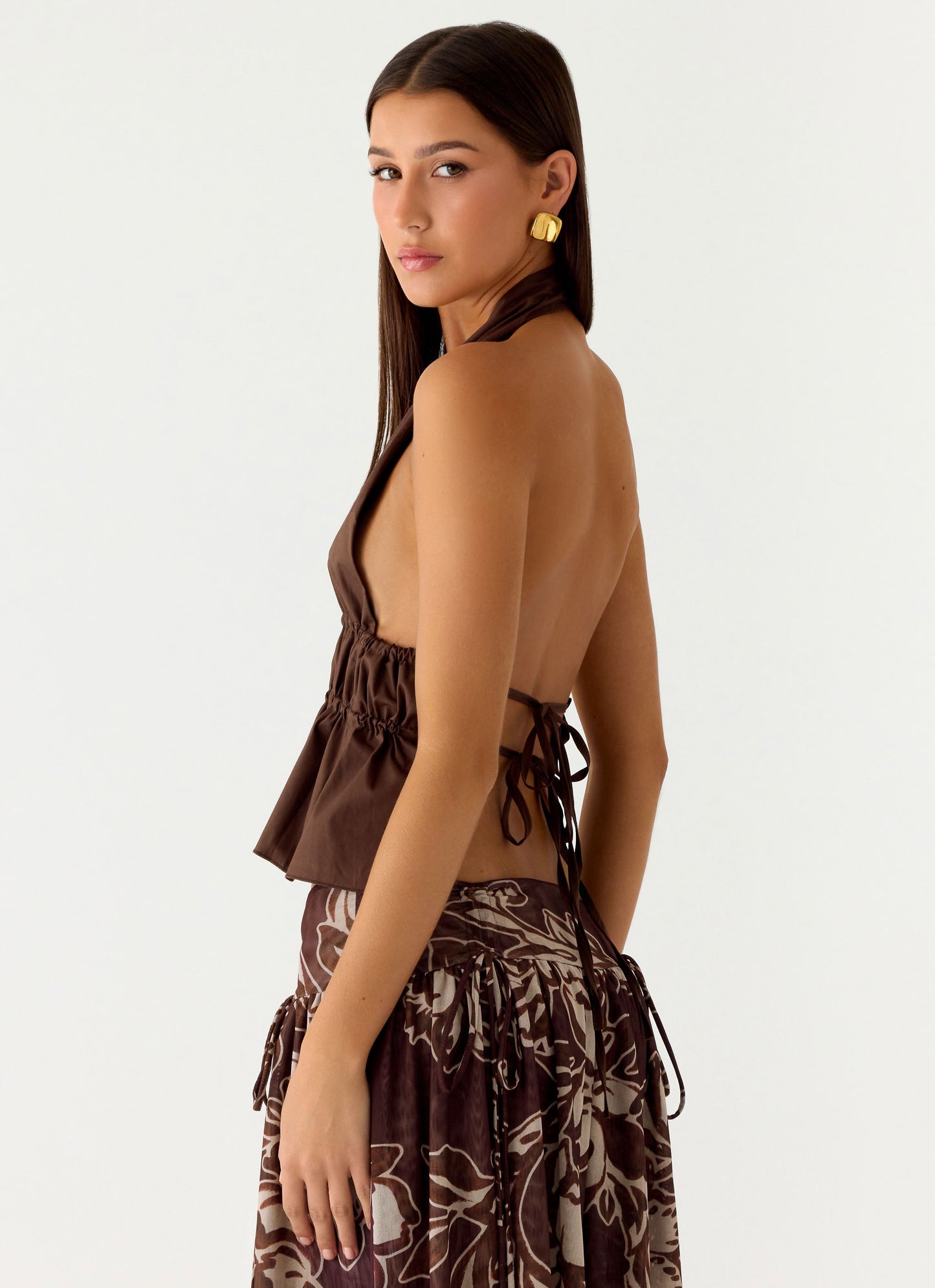 Figaro Halter Top - Chocolate
