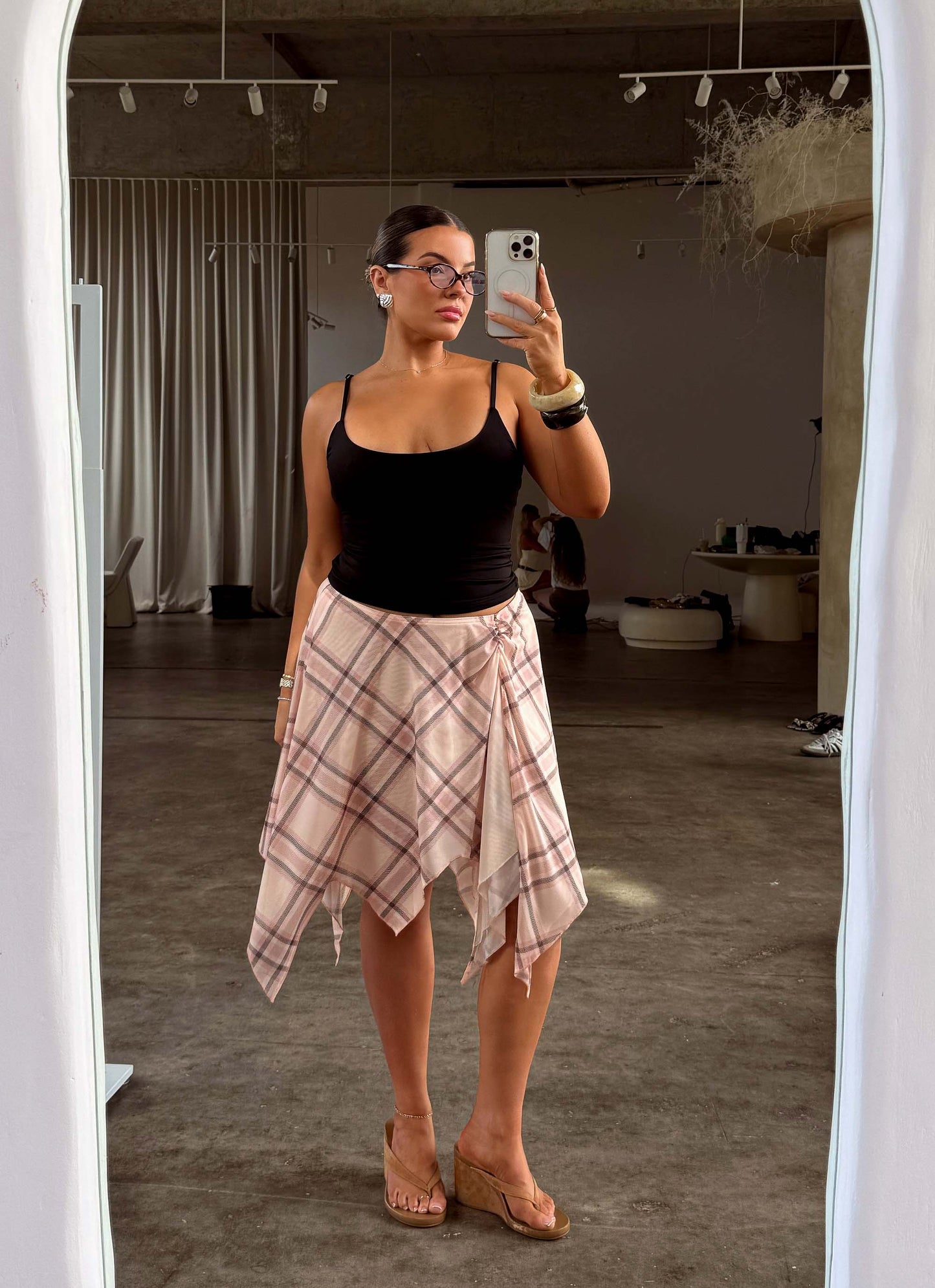 Fit Check Midi Skirt - Pink Check
