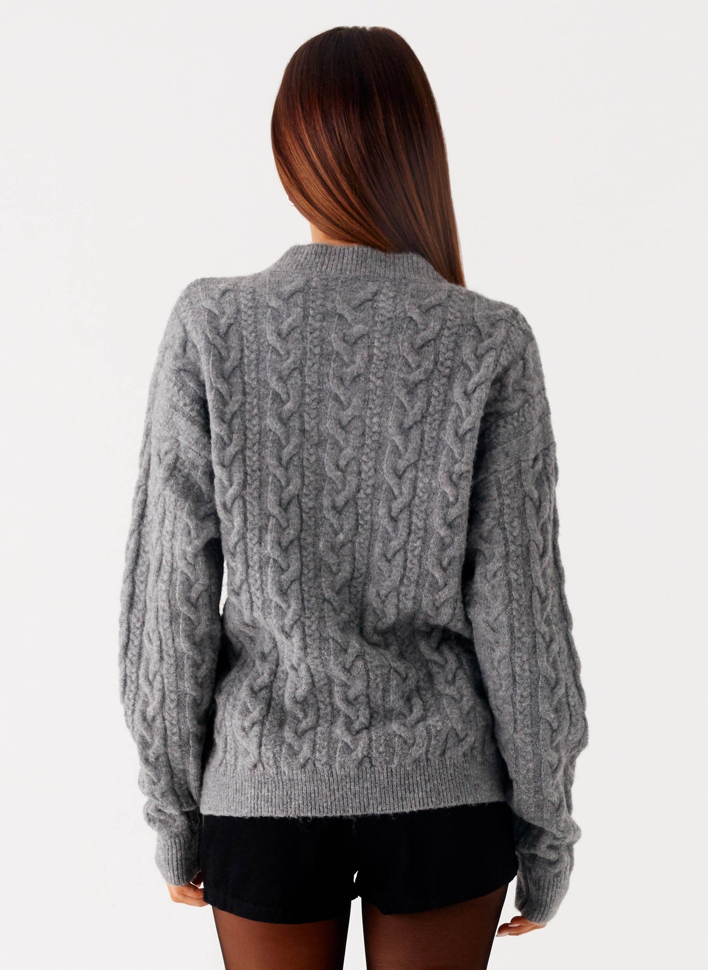 Frawley Cable Knit Cardigan - Grey