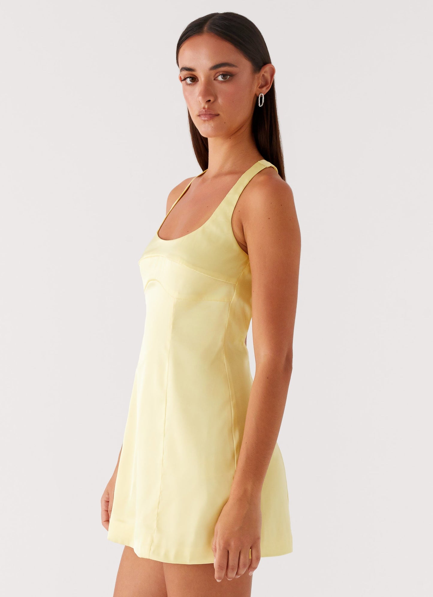 Freefall Satin Mini Dress - Yellow
