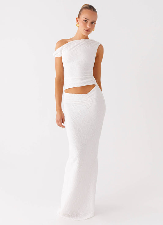 Galantis One Shoulder Maxi Dress - White