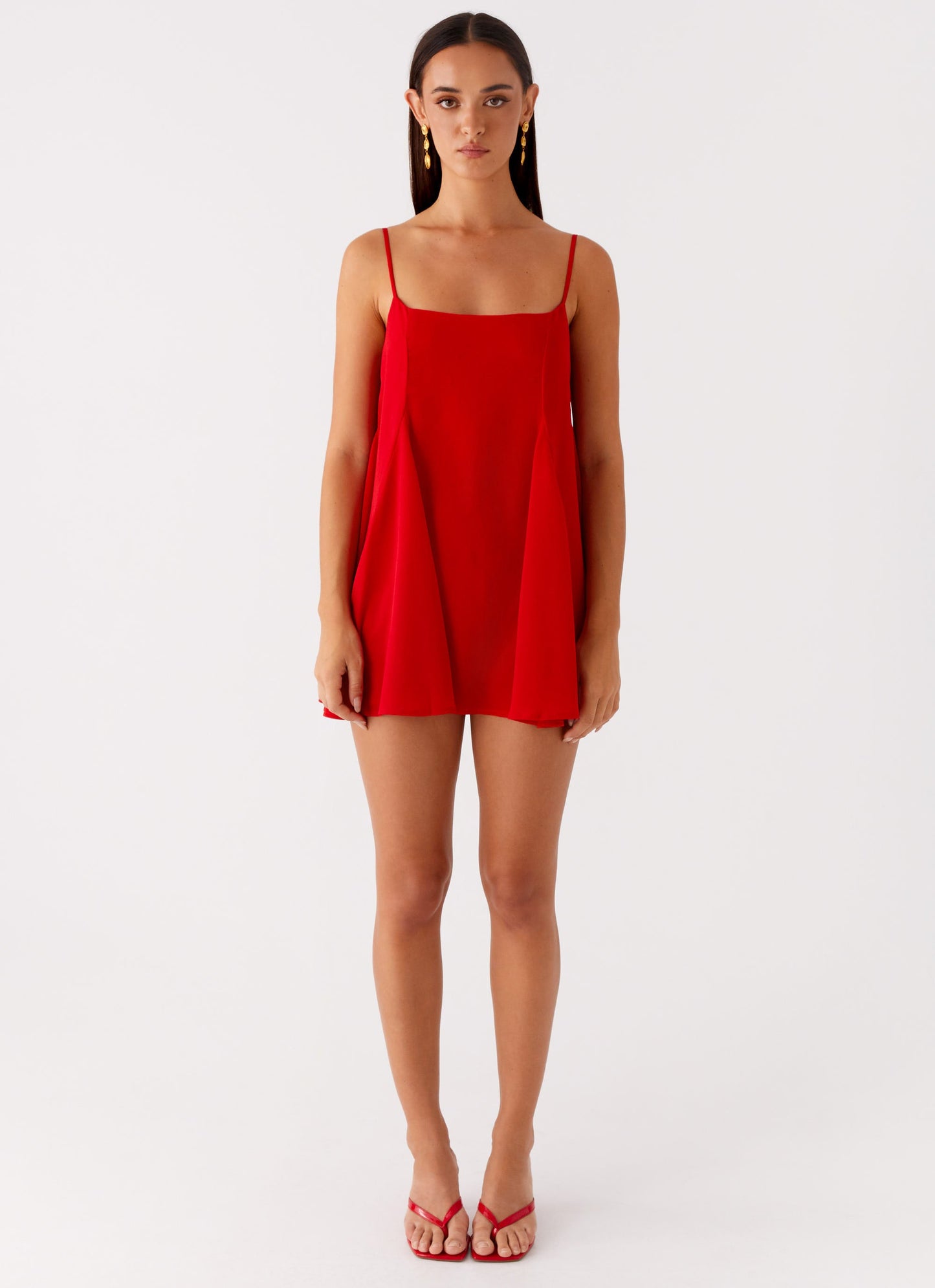 Godets Hem Mini Dress - Red