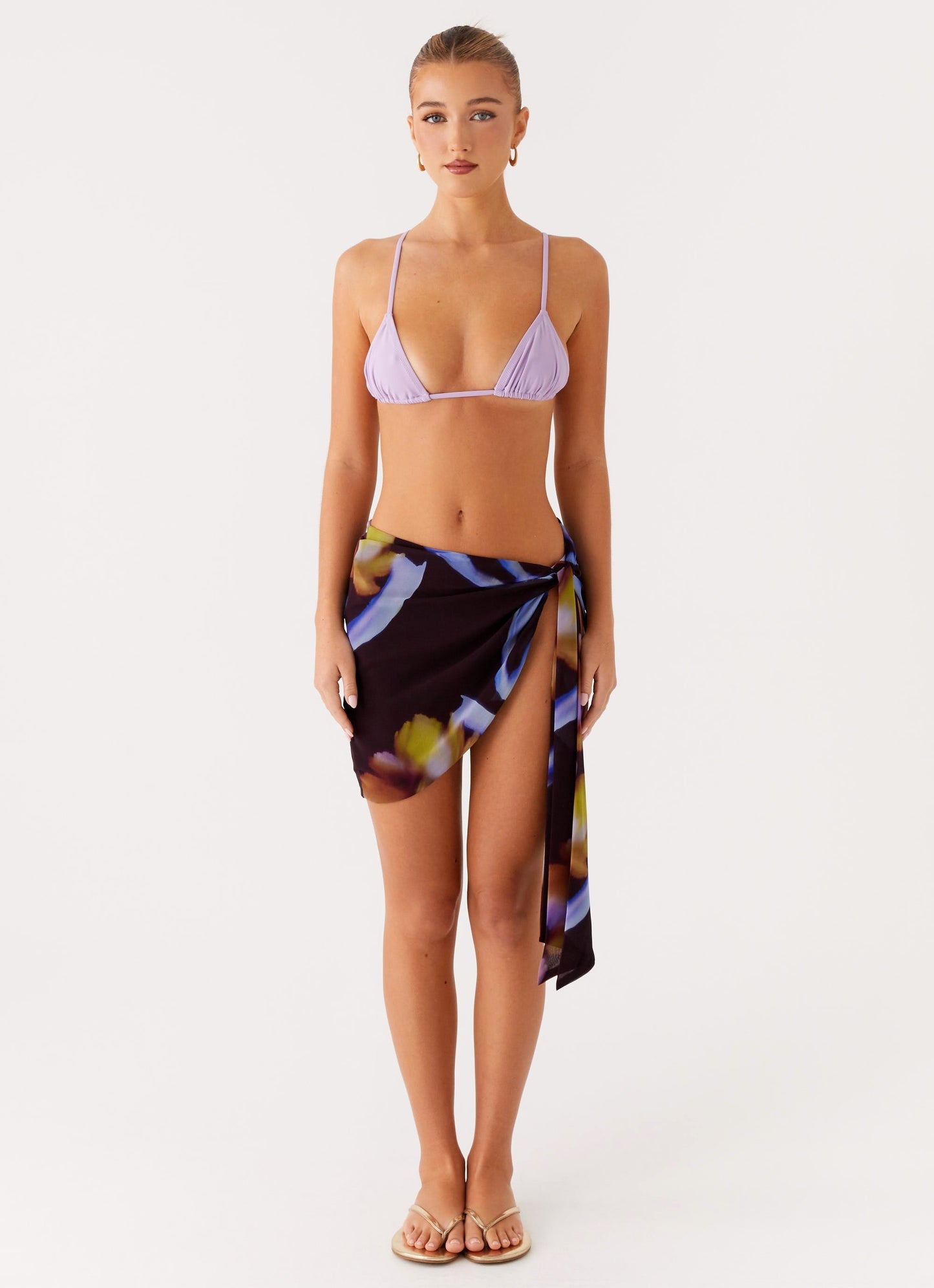 Golden Blaze Sarong - Dark Floral