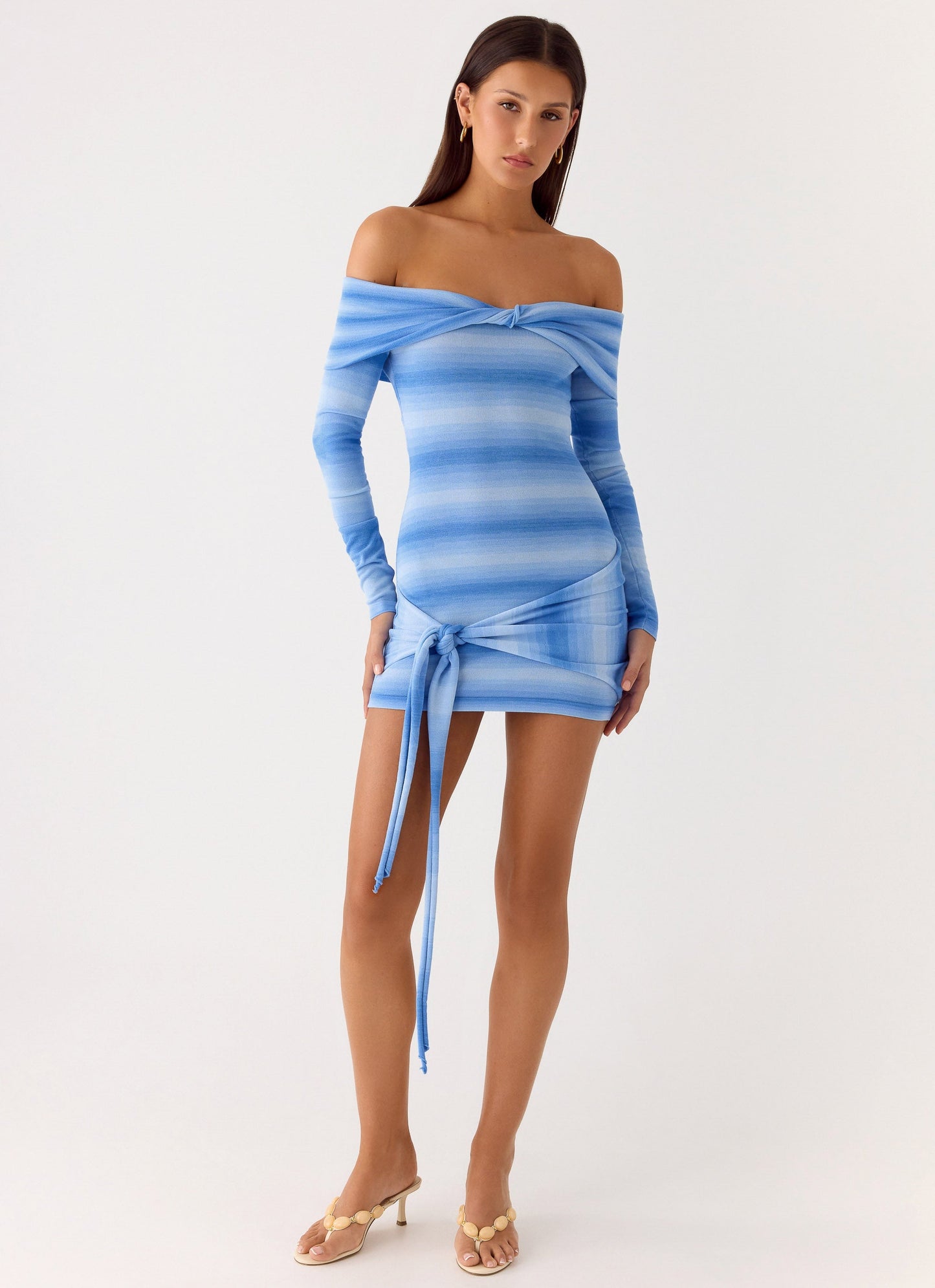 Gomez Bardot Knit Mini Dress - Cerulean