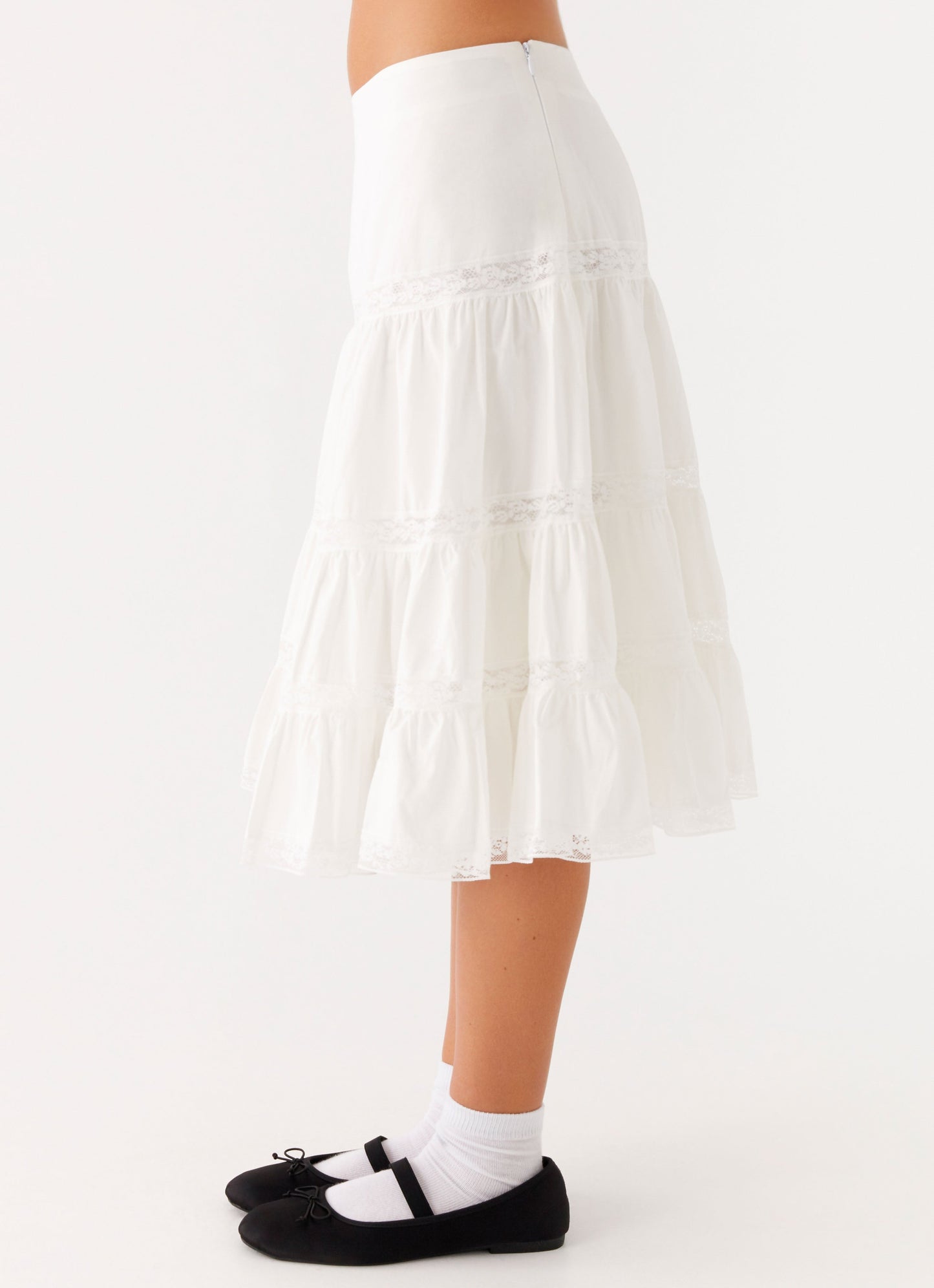 Good Vibes Midi Skirt - White