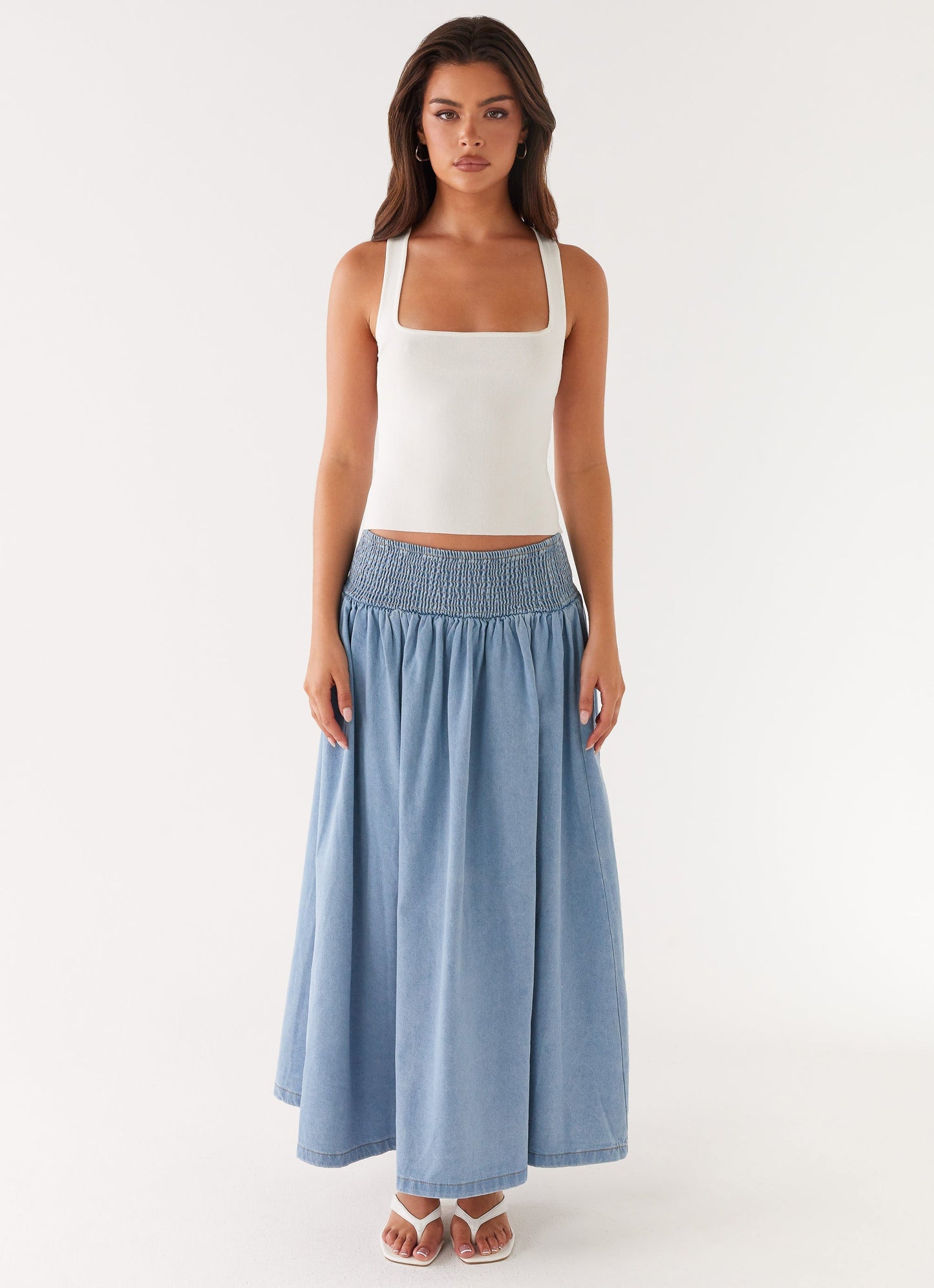 Heater Midi Skirt - Washed Blue