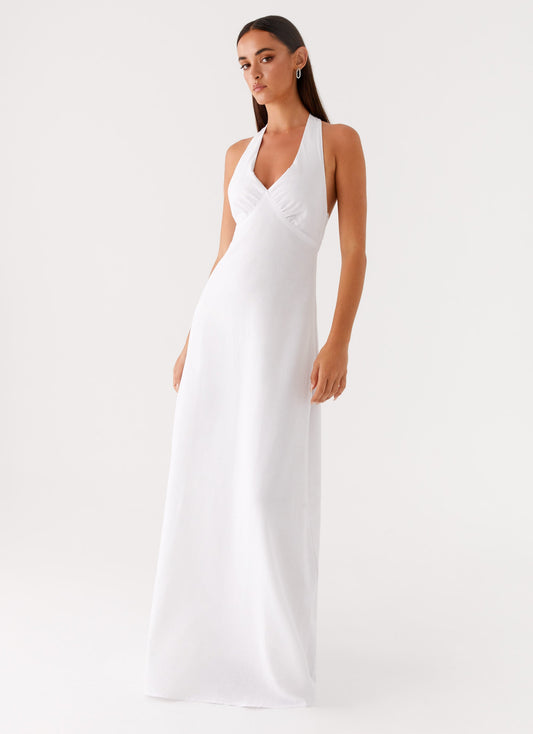 Heavy Hearted Linen Maxi Dress - White