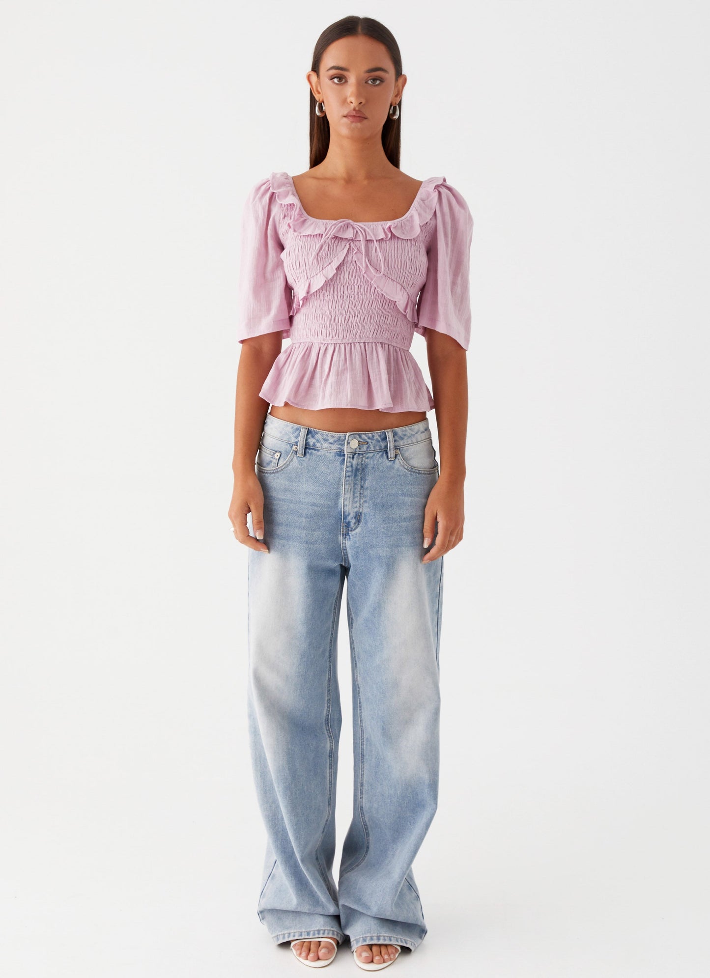 Hidden Gem Shirring Top - Purple