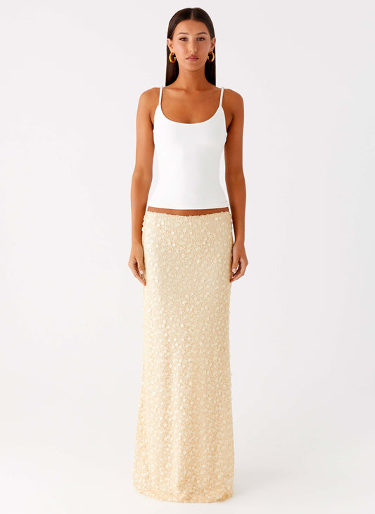 Honestly Sequin Maxi Skirt - Yellow