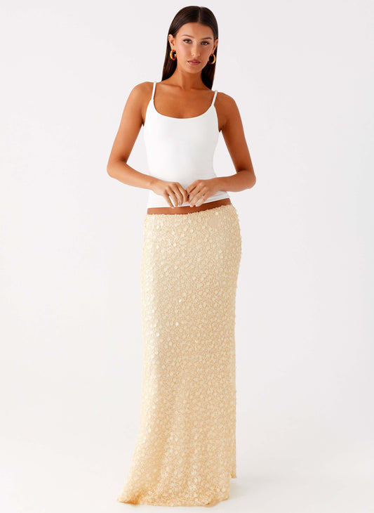 Honestly Sequin Maxi Skirt - Yellow