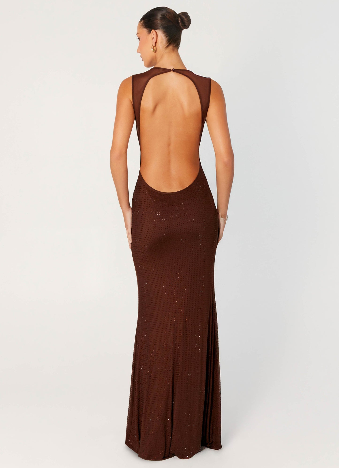 Hot Sequins Maxi Dress - Chocolate