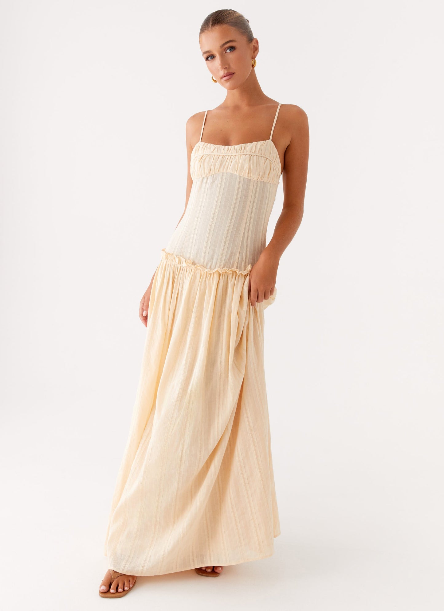 Jacinda Drop Waist Maxi Dress - Cream