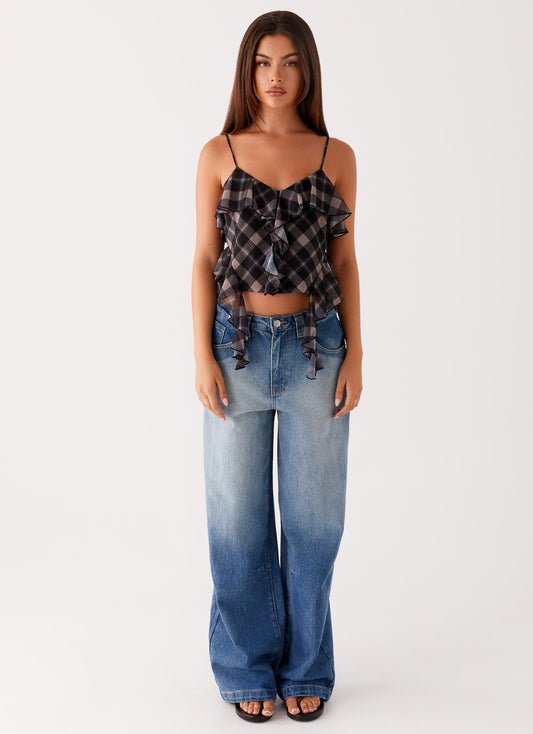 Jessie Cami Top - Taupe Check