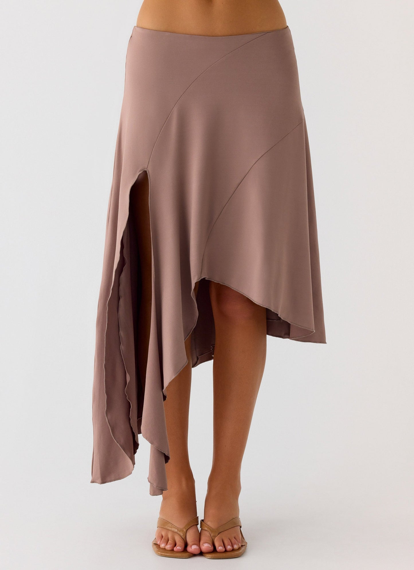 Jisoo Asymmetric Midi Skirt - Desert Taupe