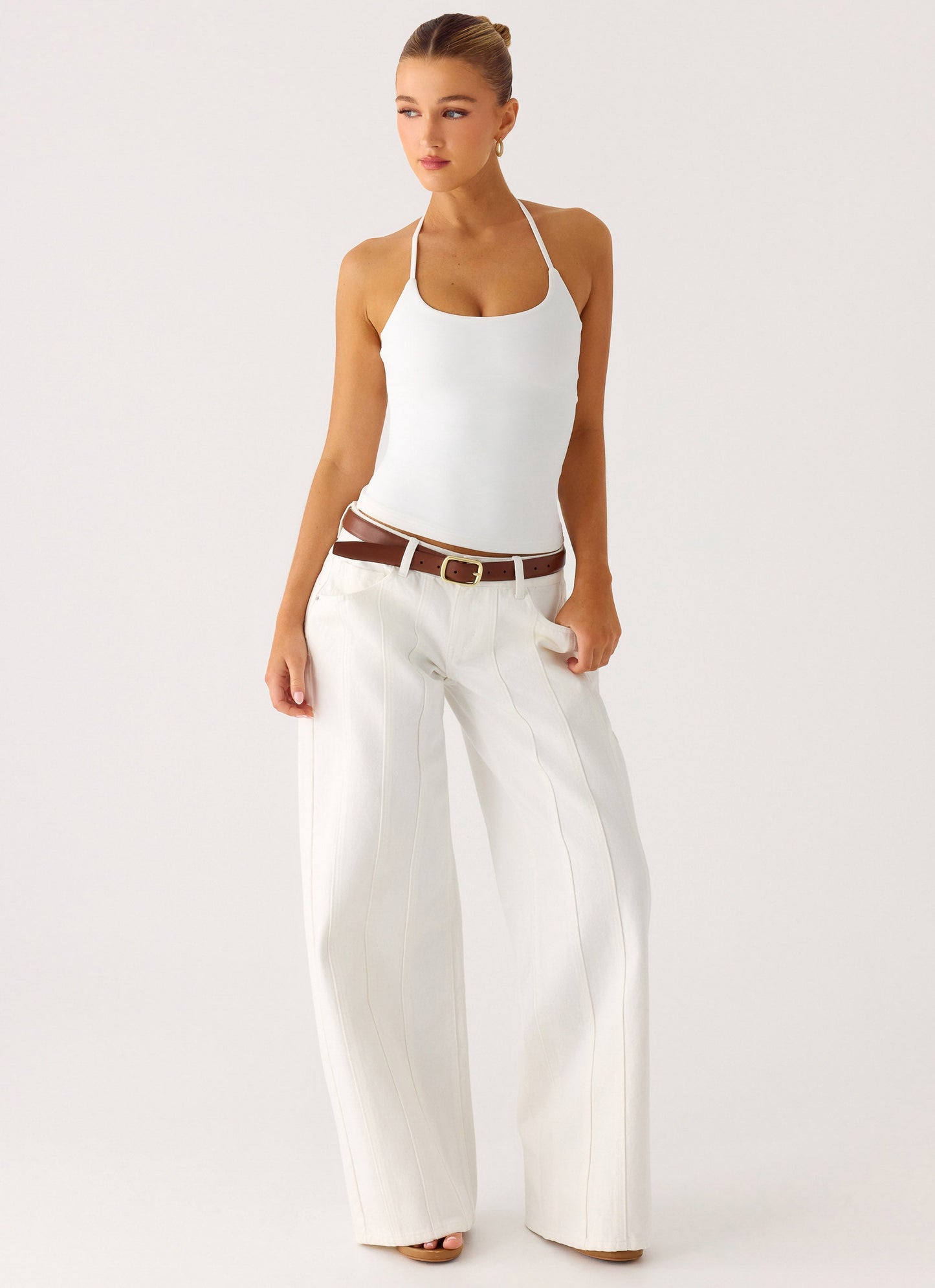 Johnny Low Rise Wide Leg Jeans - White