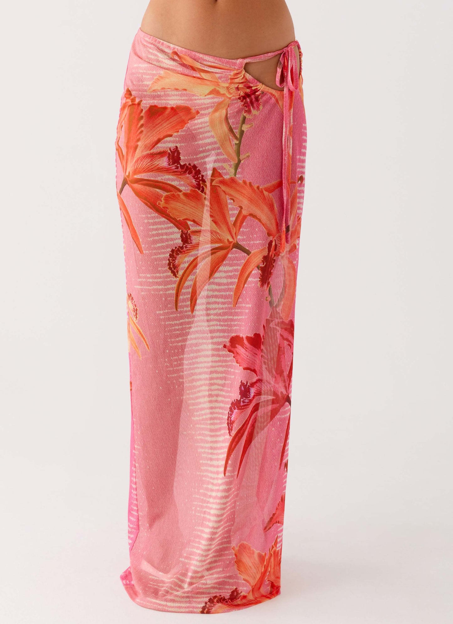Jovani Maxi Skirt - Tropical Pink Print