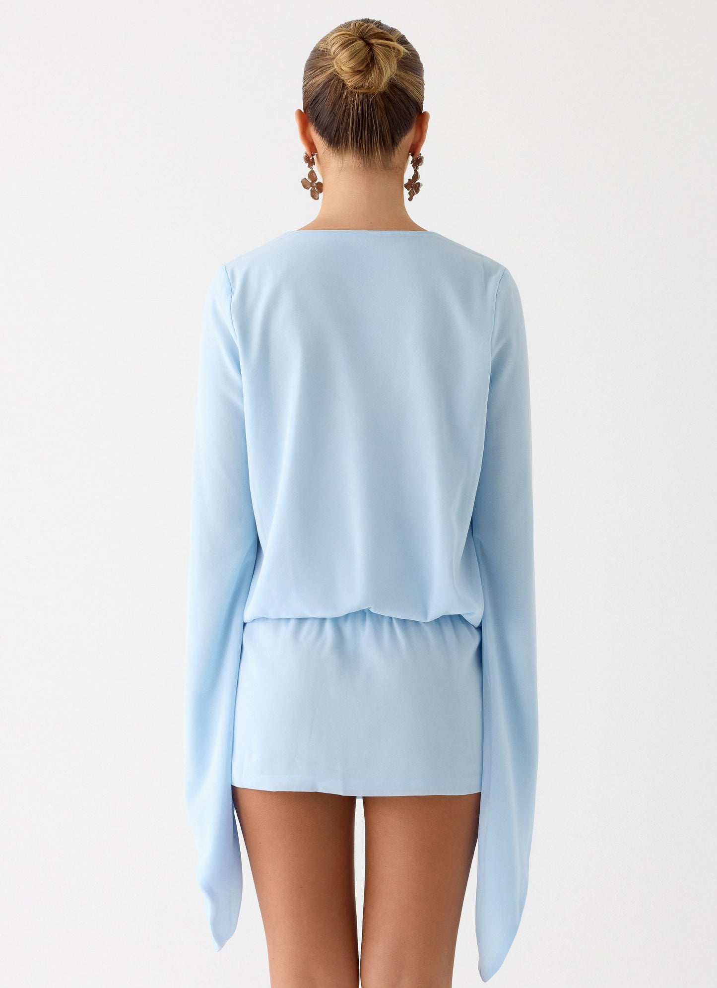 Junia Long Sleeve Mini Dress - Pale Blue