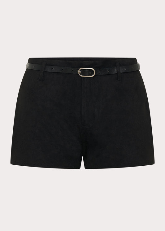 Katie Suede Mini Shorts - Black