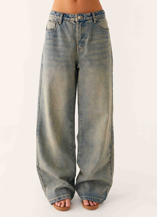 Keanna Low Rise Denim Jeans - Dirty Wash