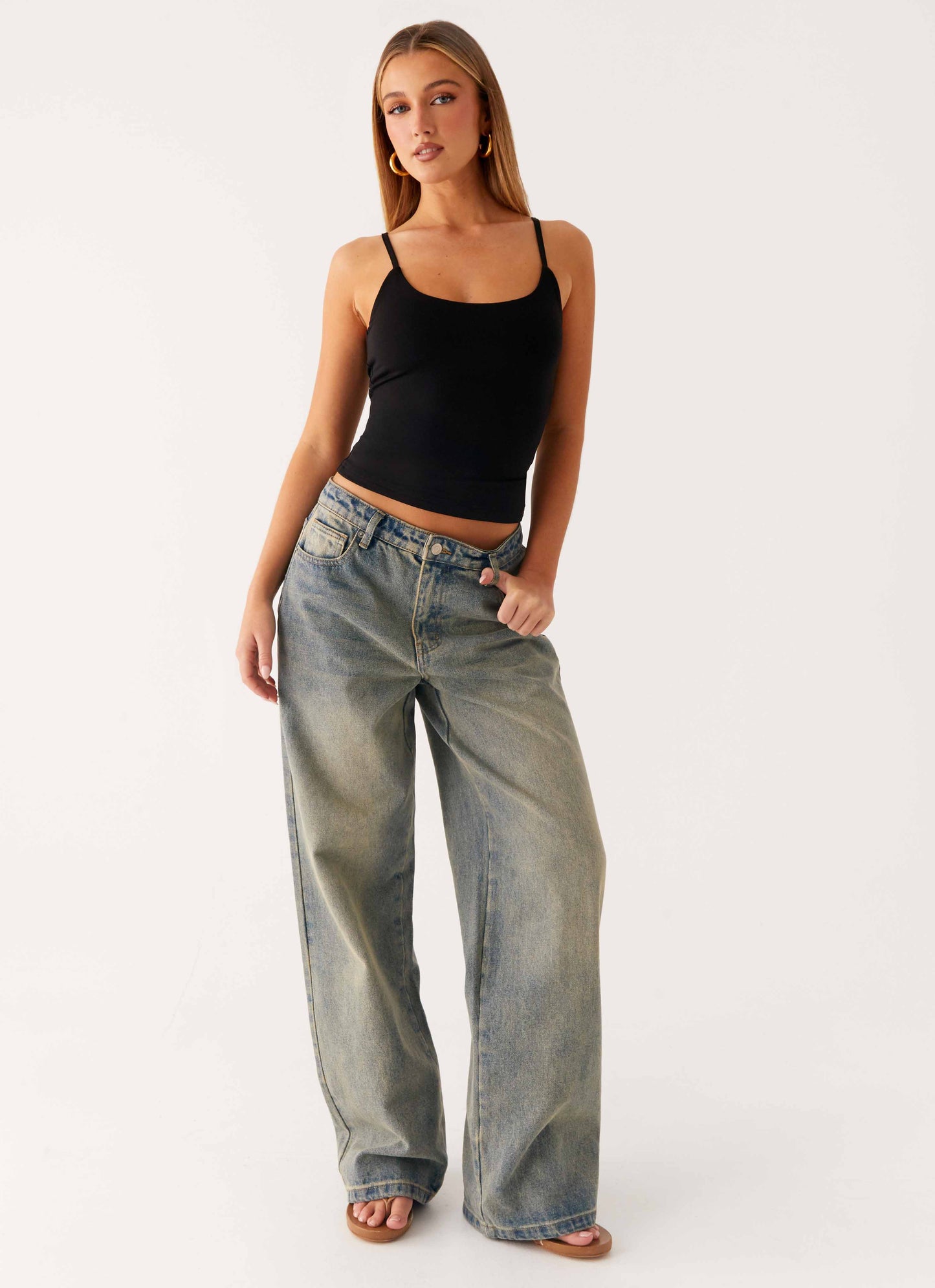 Keanna Low Rise Denim Jeans - Dirty Wash