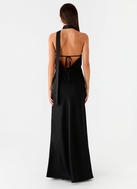 Keena Scarf Maxi Dress - Black