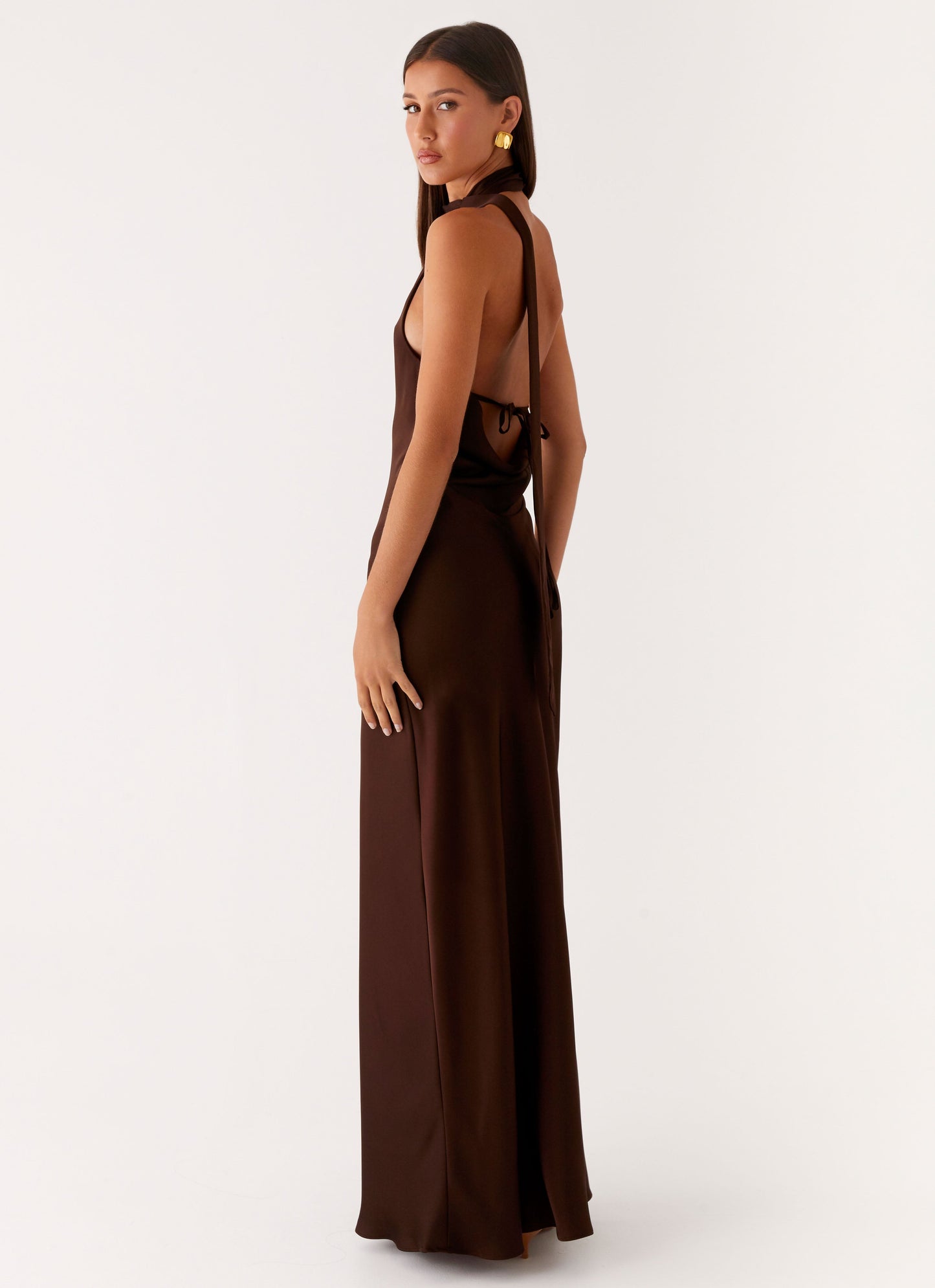 Keena Scarf Maxi Dress - Chocolate