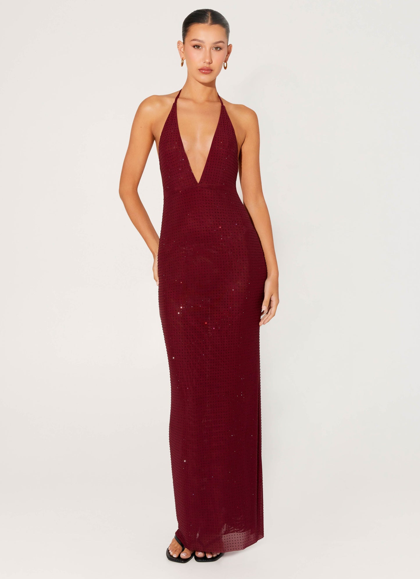 Keliese Beaded Maxi Dress - Burgundy