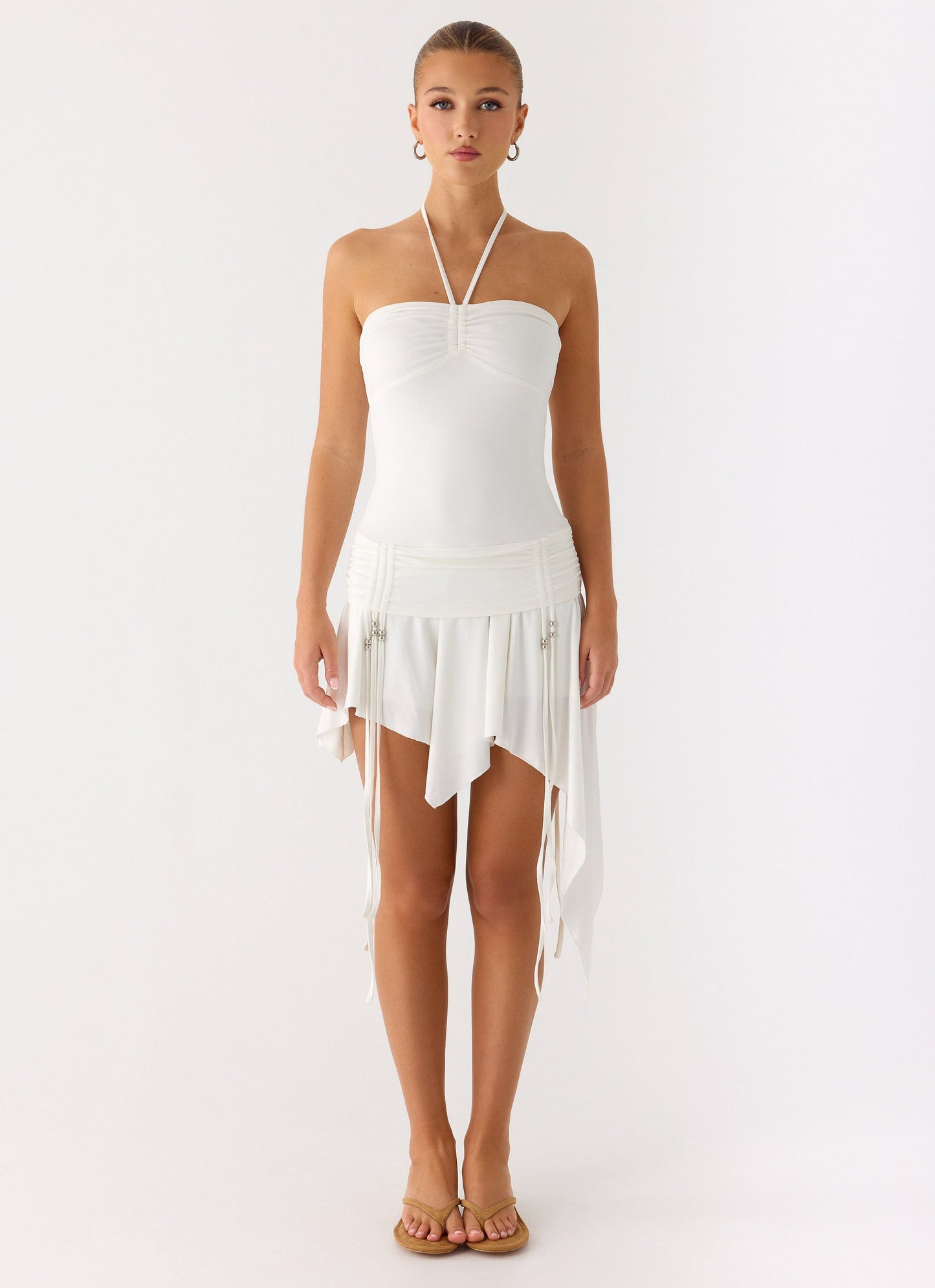 Khalida Jersey Halter Mini Dress - White