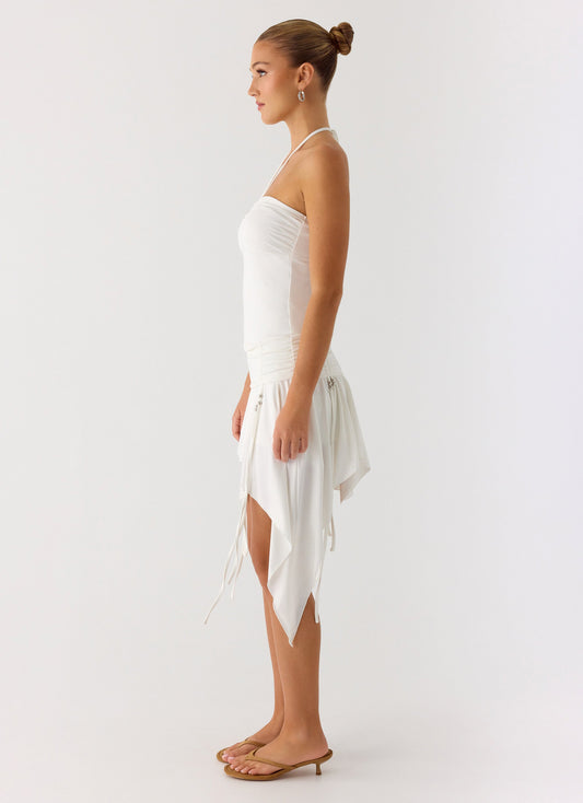 Khalida Jersey Halter Mini Dress - White