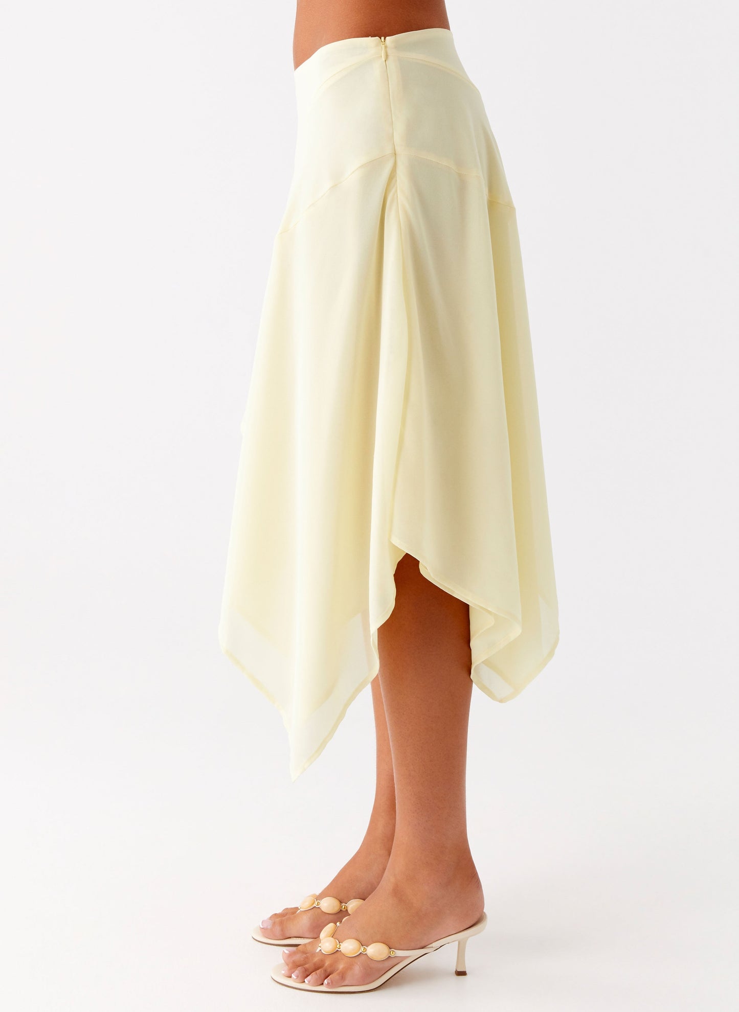 Kia Low Rise Asymmetrical Midi Skirt - Yellow