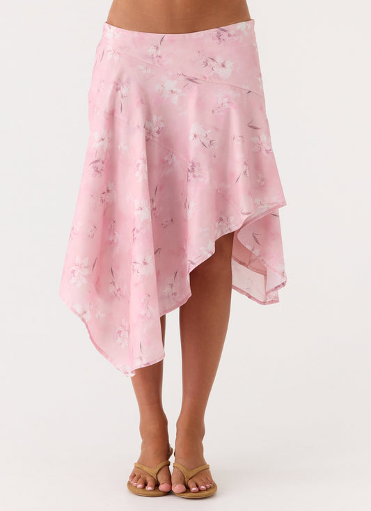 Kia Low Rise Asymmetrical Midi Skirt - Vintage Floral
