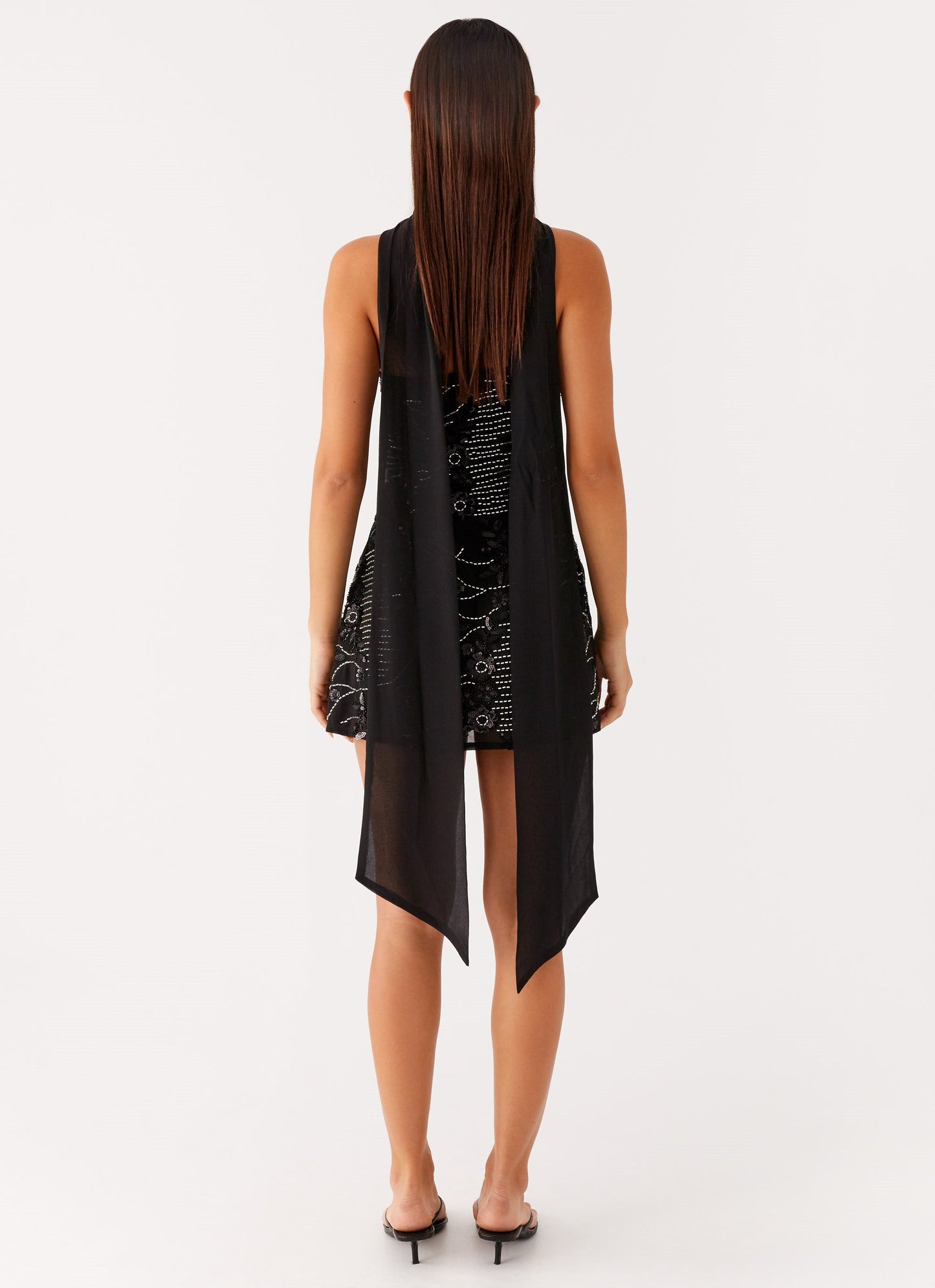 Kiesha Strapless Scarf Mini Dress - Black