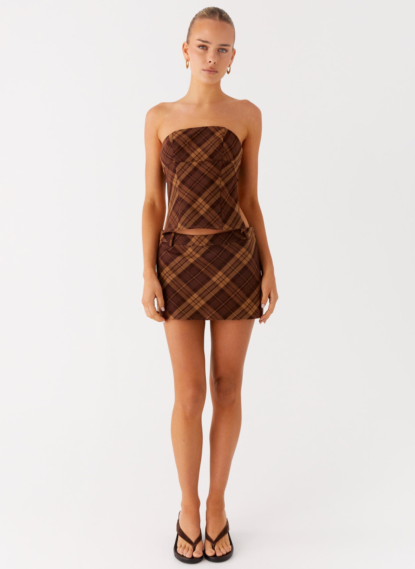 Kira Strapless Top - Plaid