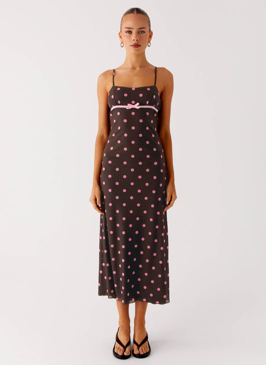 Latto Midi Dress - Chocolate Strawberry Dot