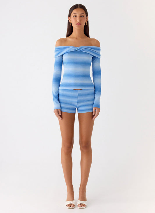 Lay Back Knit Shorts - Cerulean