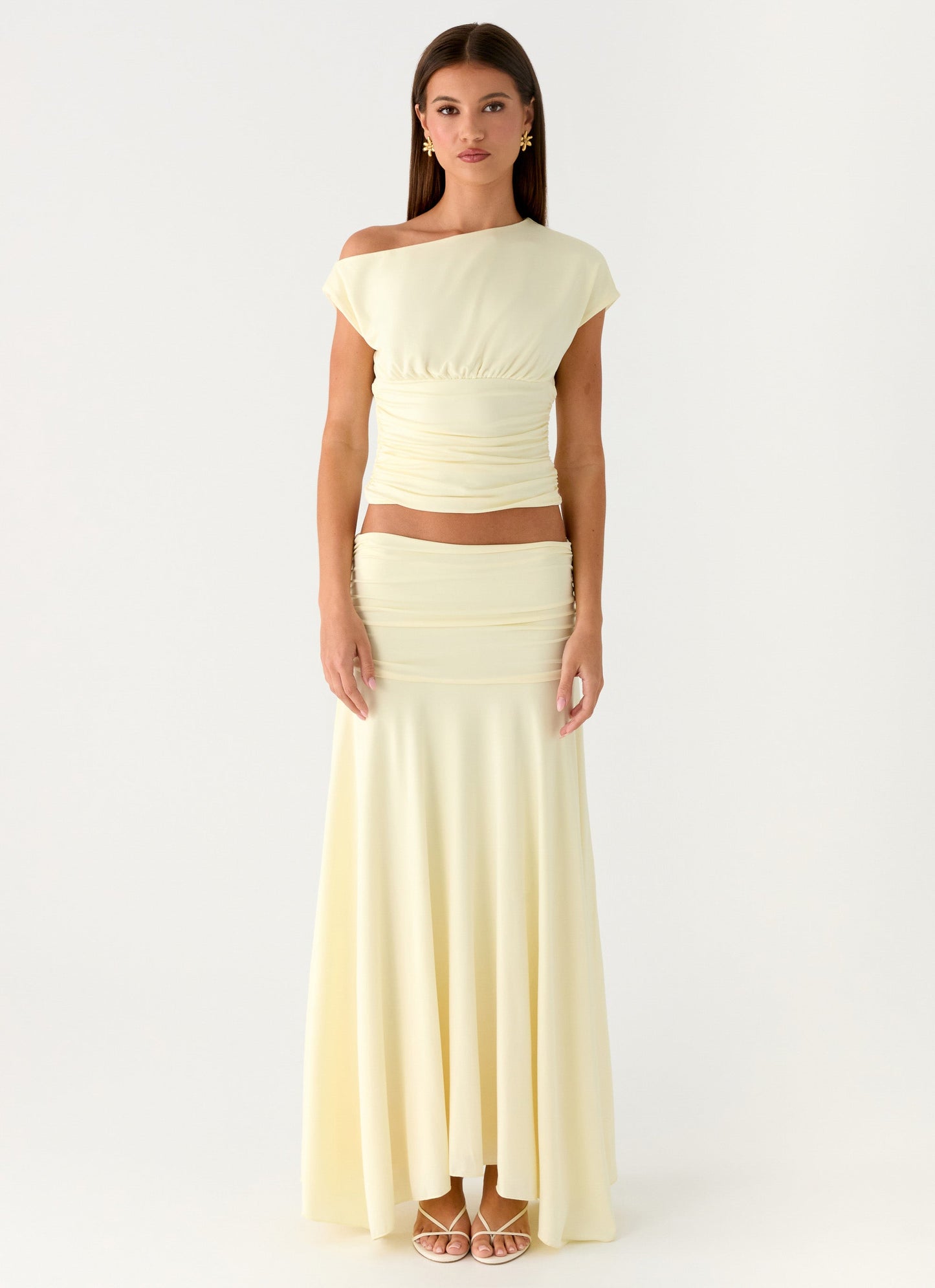 Liana Ruched Maxi Skirt - Yellow