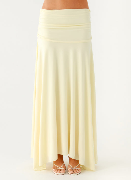Liana Ruched Maxi Skirt - Yellow