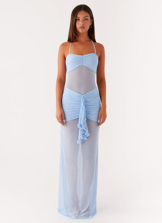 Lily Halter Maxi Dress - Blue