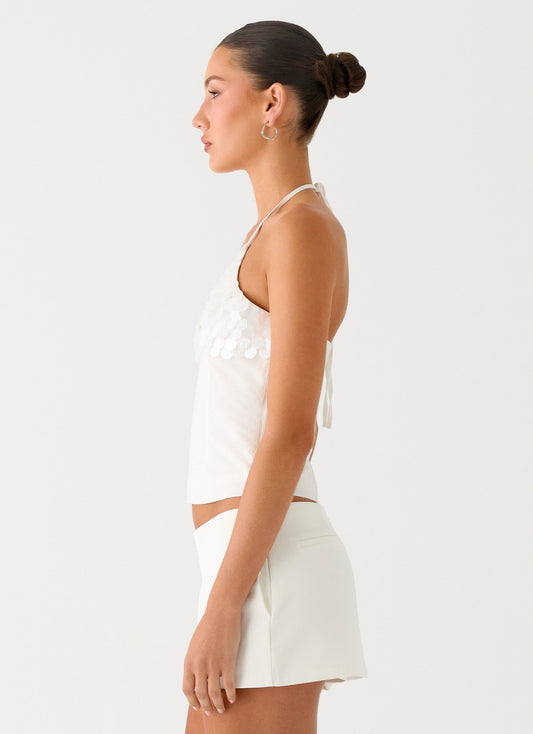 Lori beaded Halter Top - Ivory