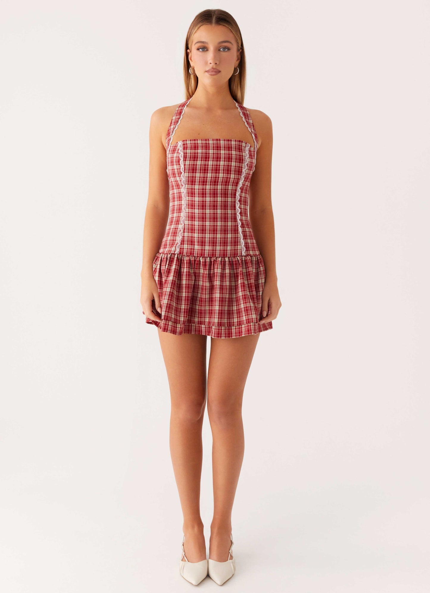 Lotus Dream Mini Dress - Ruby Check