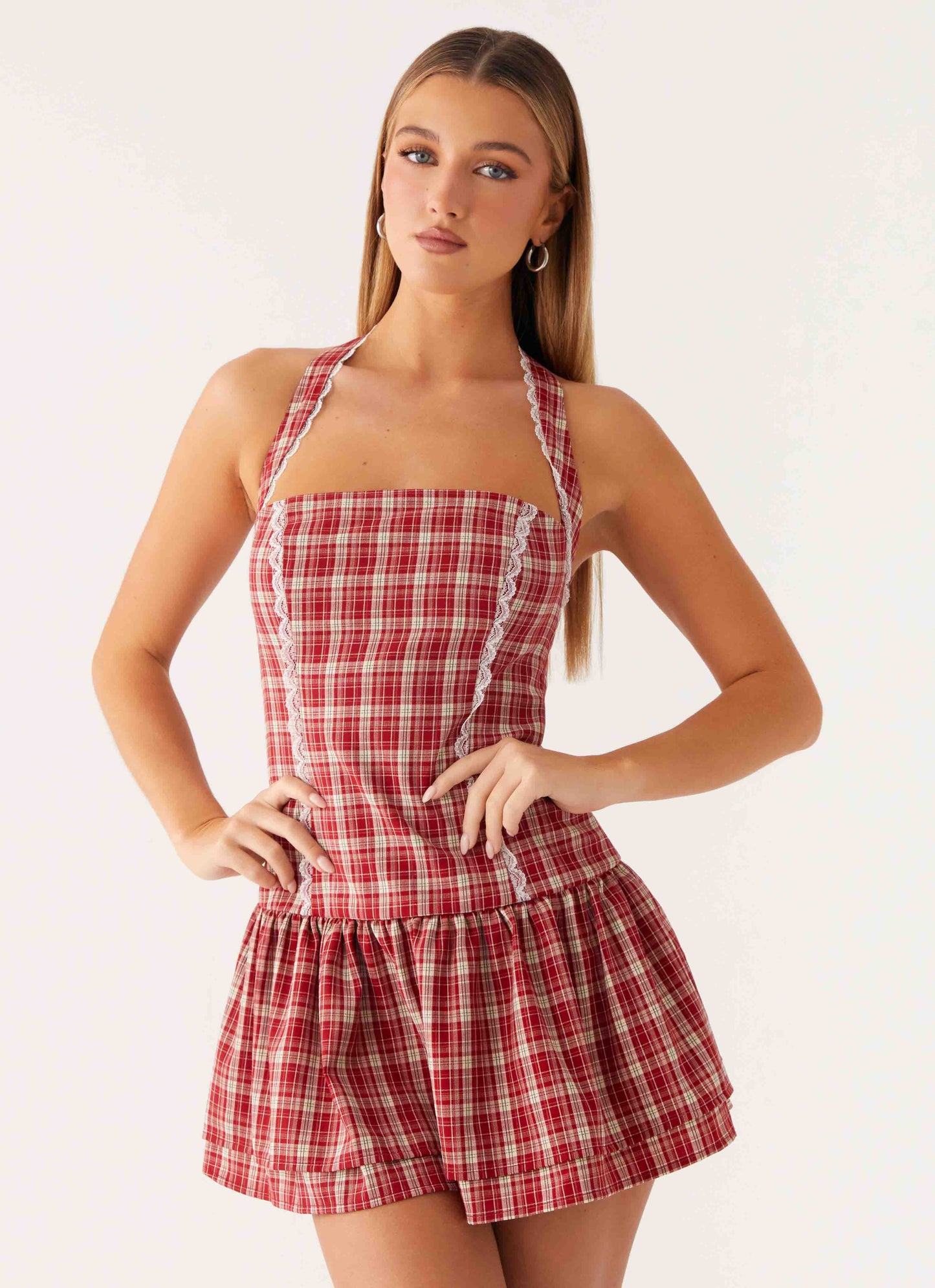 Lotus Dream Mini Dress - Ruby Check