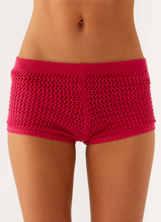 Lukella Crochet Mini Short - Hot Pink