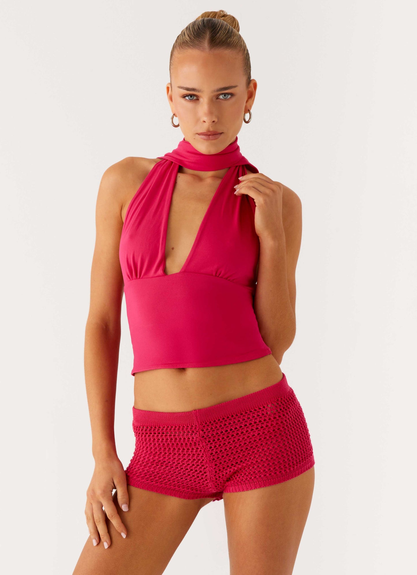 Lukella Crochet Mini Short - Hot Pink