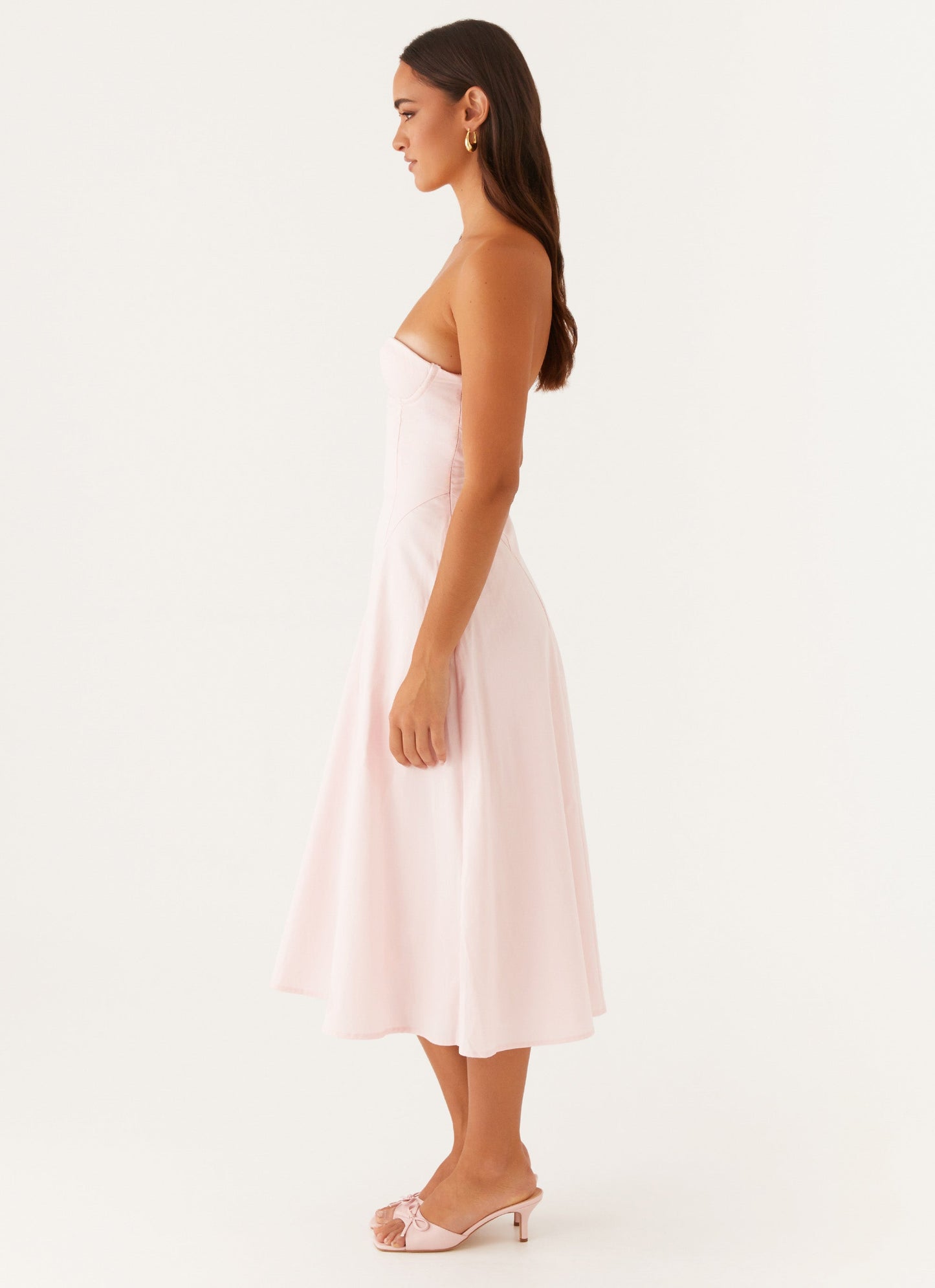 Maika Strapless Midi Dress - Pink
