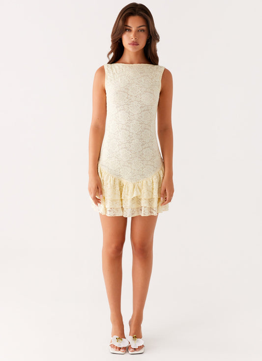 Manuka Ruffle Mini Dress - Yellow